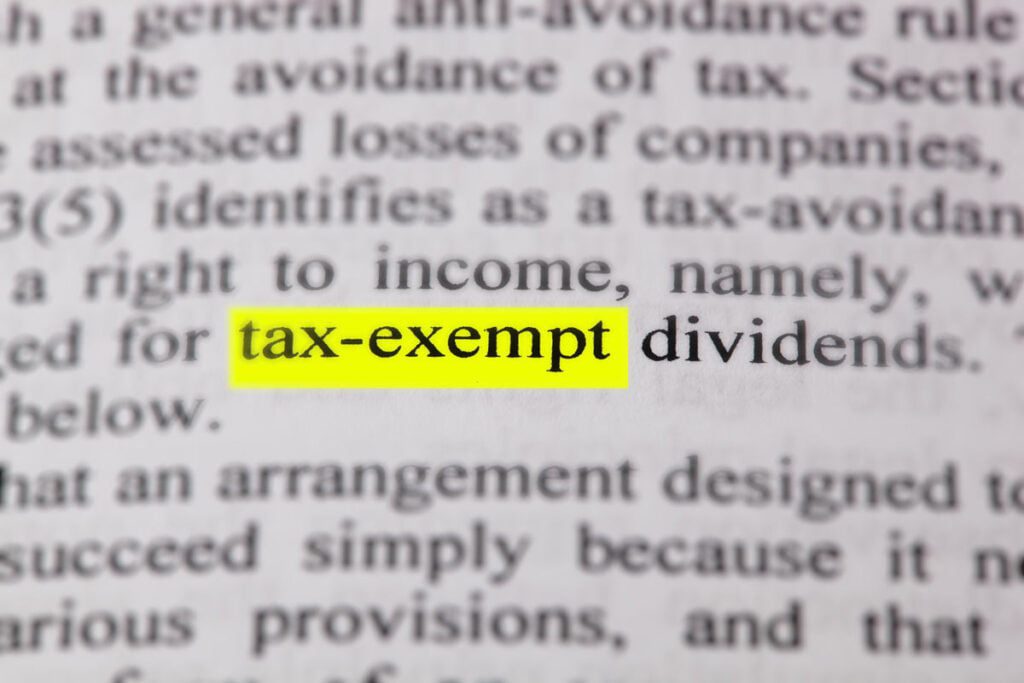 text on a page, the words "tax-exempt" are highlighted