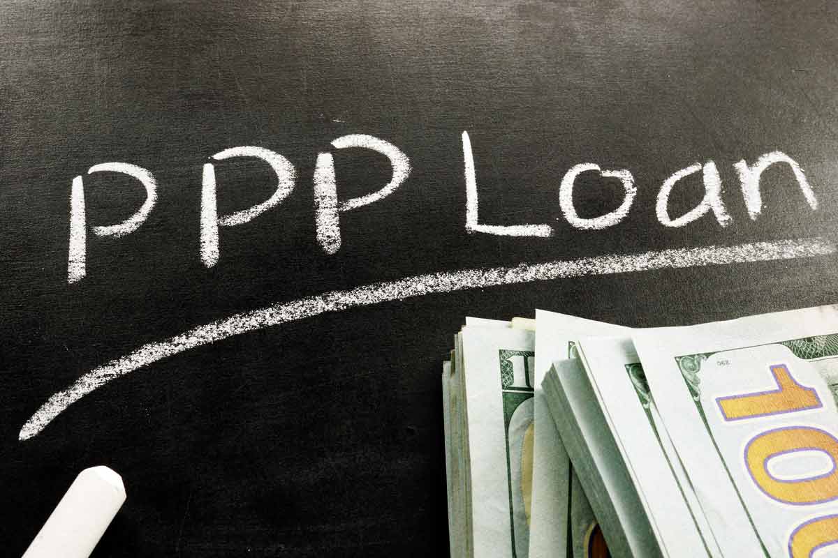 "ppp loan" written on a chalkboard