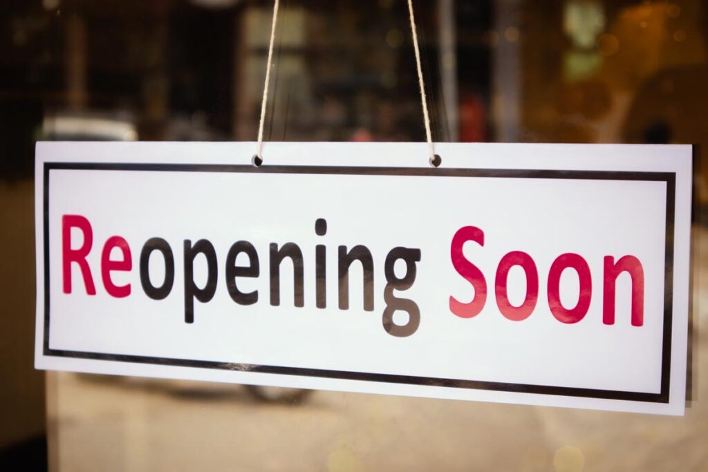 sign in window that reads "reopening soon"