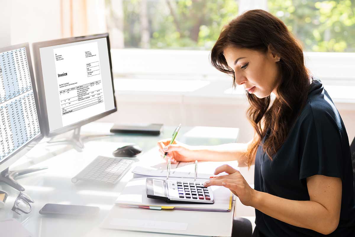 Woman working on a computer