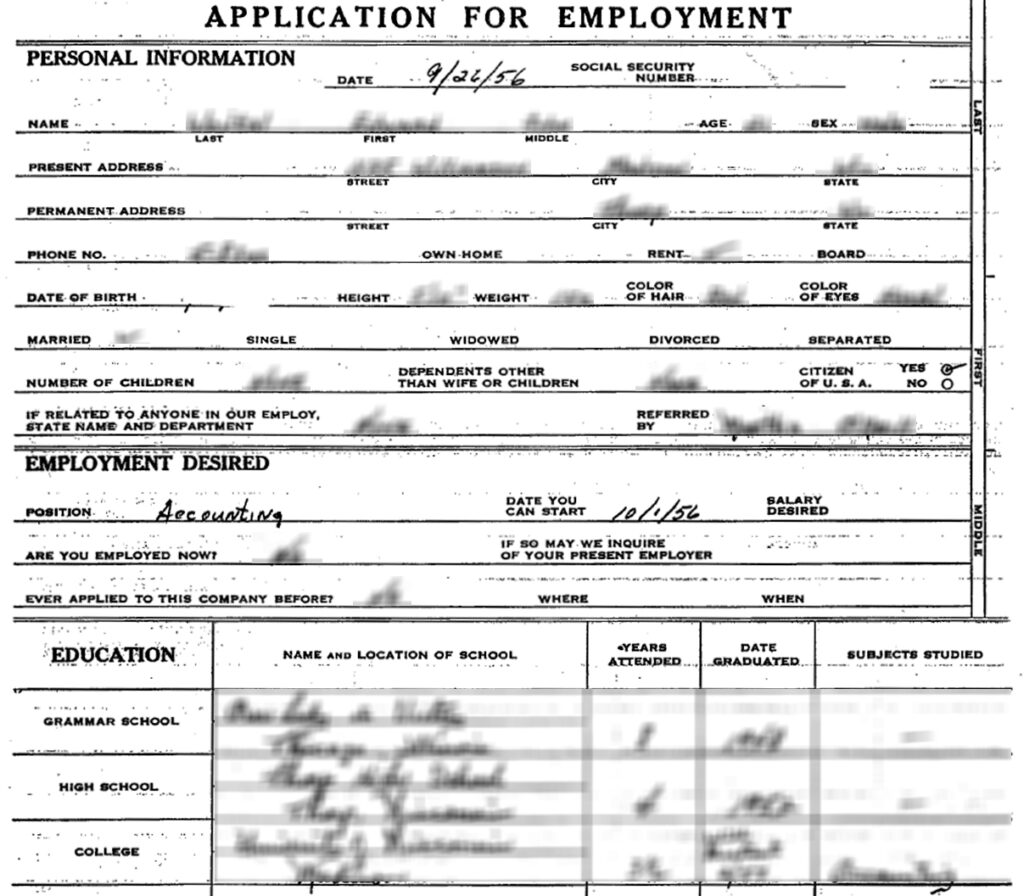 Wegner first job application