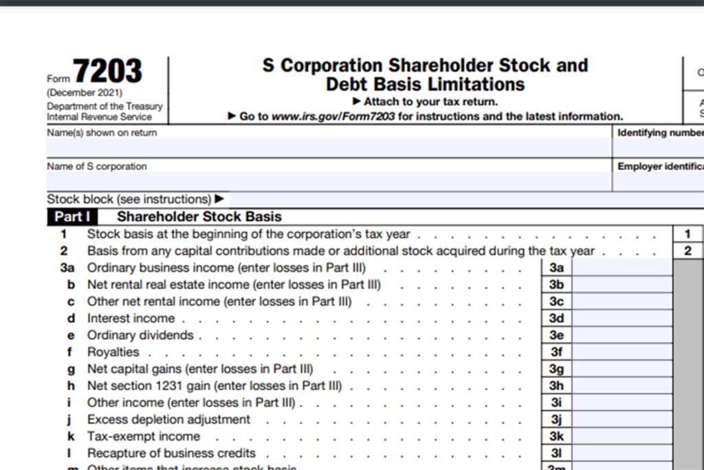 More Basis Disclosures This Year for S corporation Shareholders - Need to Complete New Form 7203 (to be Attached to 1040 Return)