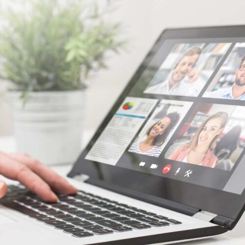 person participating in a webinar