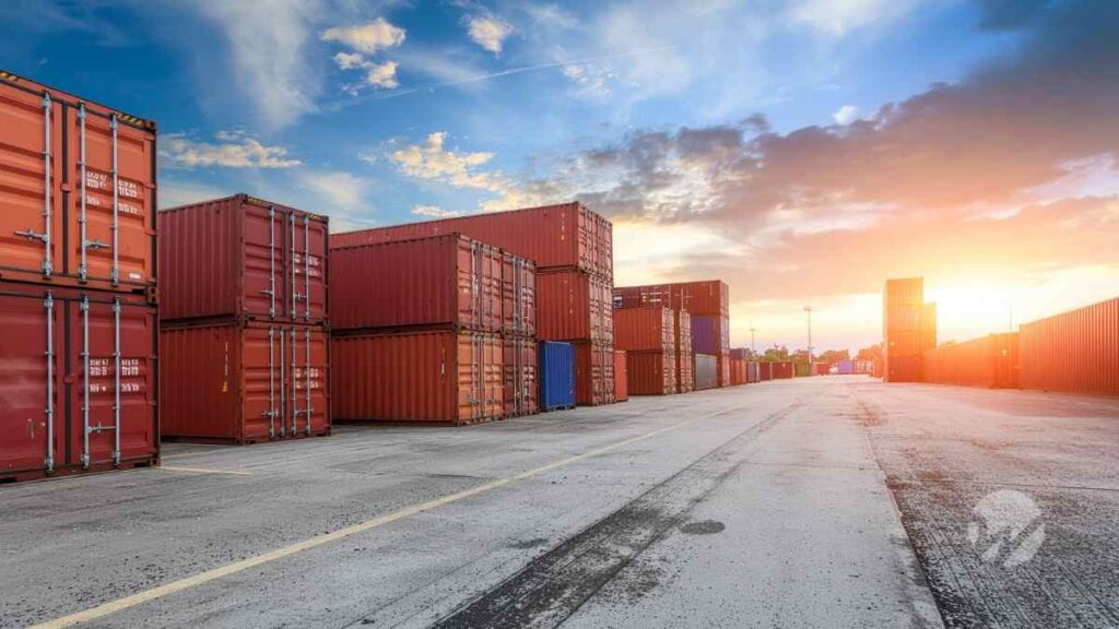 shipyard with many shipping containers